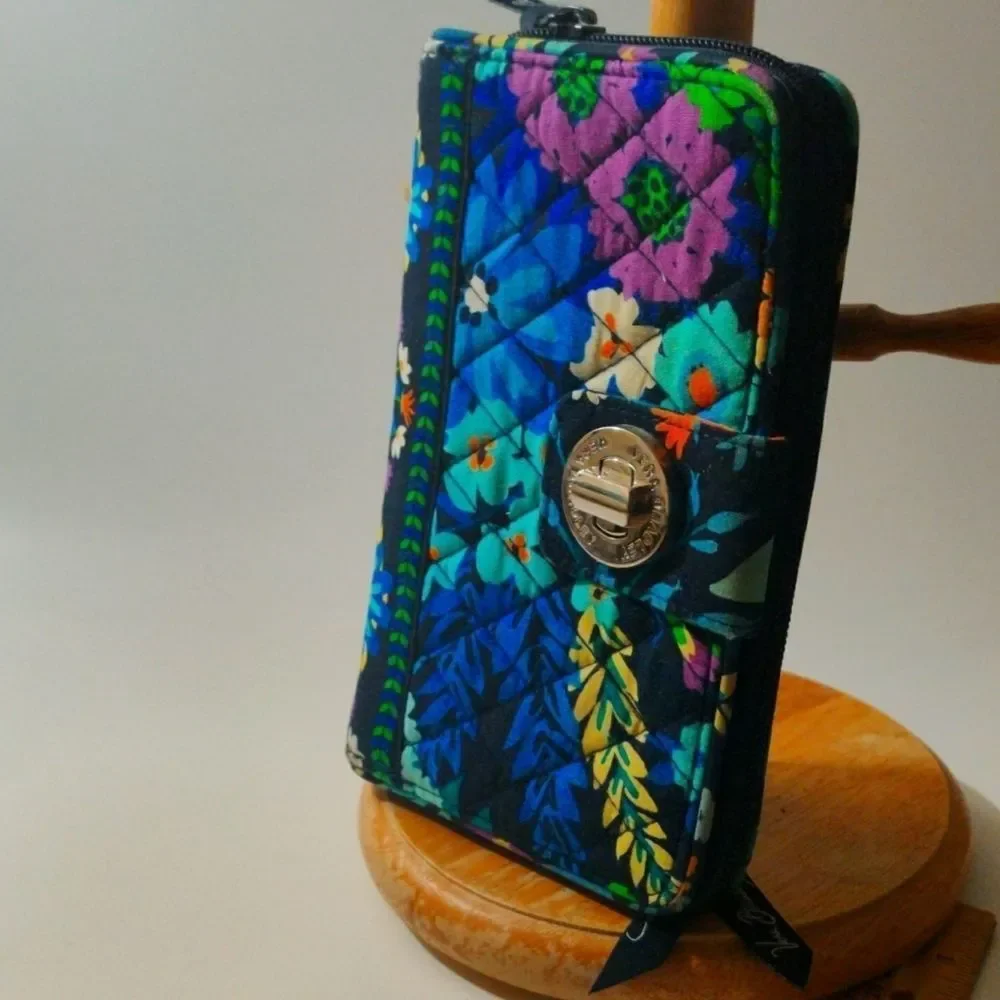 Vera Bradley MidNight Blue and Black Hues Floral Clutch Wallet - Picture 1 of 16